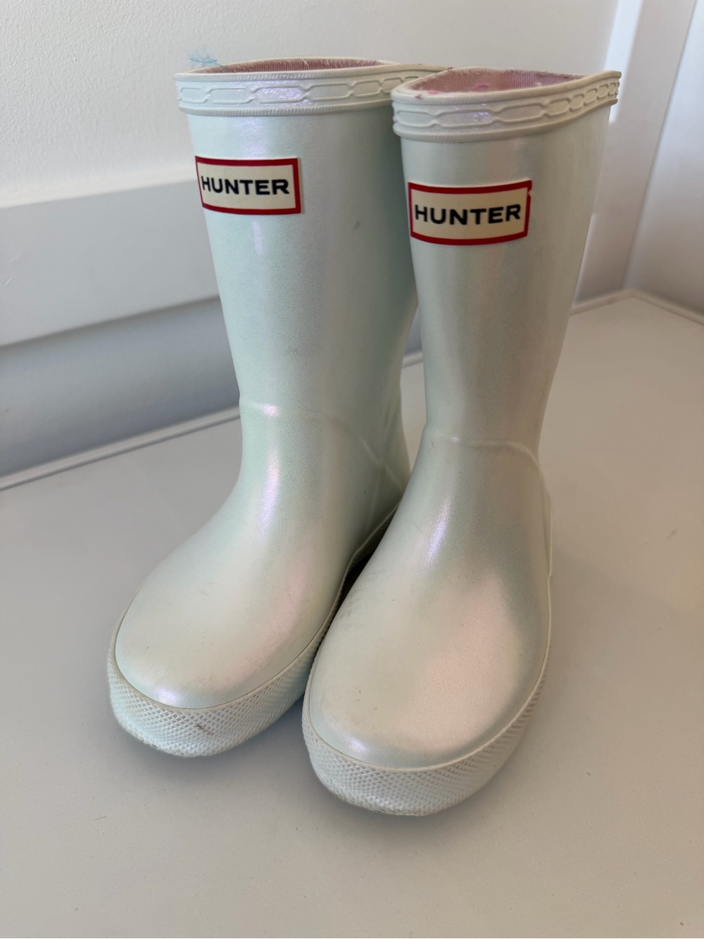 Hunter Kids white Iridescent Rain Boots